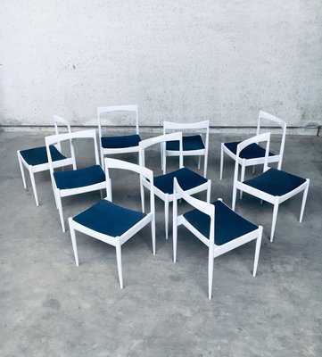 Belgian White Dining Chair, 1970s, Set of 9-RQV-913718