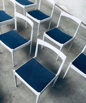 Belgian White Dining Chair, 1970s, Set of 9-RQV-913718