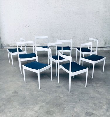 Belgian White Dining Chair, 1970s, Set of 9-RQV-913718