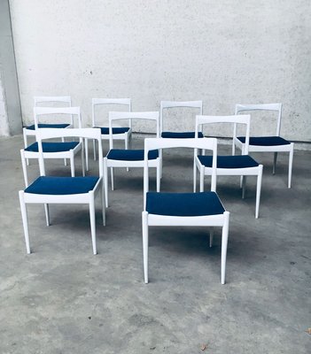 Belgian White Dining Chair, 1970s, Set of 9-RQV-913718