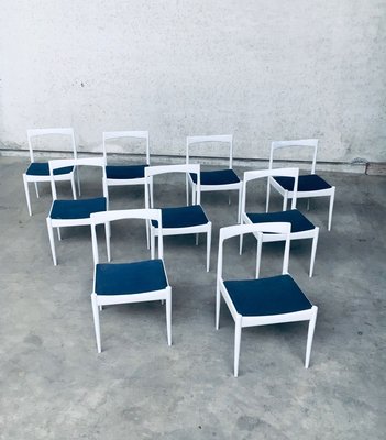 Belgian White Dining Chair, 1970s, Set of 9-RQV-913718