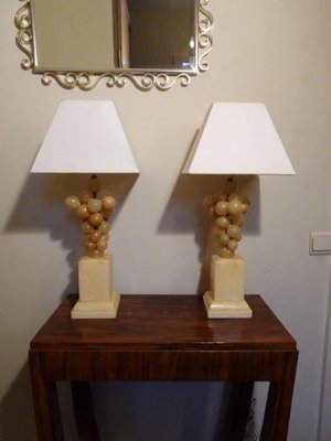 Belgium Lacquered Alabaster Grapes Table Lamps by Freddy Rensonnet, 1970s, Set of 2-AWL-1233913