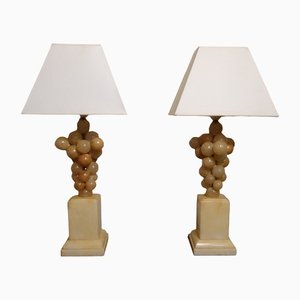 Belgium Lacquered Alabaster Grapes Table Lamps by Freddy Rensonnet, 1970s, Set of 2-AWL-1233913