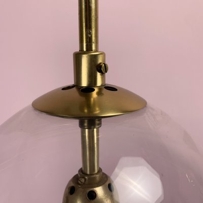 Bell-Shaped Glass Lamps with Brass Frames, 1970s, Set of 4-VQG-962493