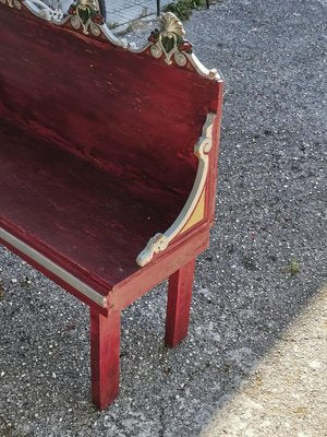 Bench Gold & Red Painted Plywood with 2 Sessions, Italy, 1980s-RAQ-825070