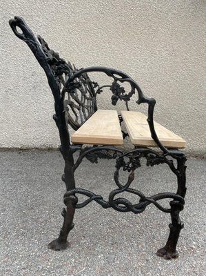 Bench in Cast Iron with Decor of Branches and Snakes, 1900-SDV-1335331