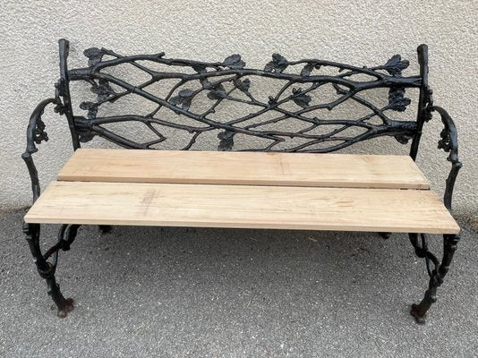 Bench in Cast Iron with Decor of Branches and Snakes, 1900-SDV-1335331