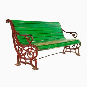 Bench in Wood and Cast Iron with Green Patina, 1940s-NQ-746277