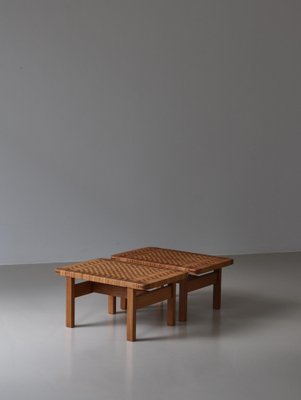 Benches in Oak and Rattan Cane attributed to Børge Mogensen for Fredericia, Denmark, 1967, Set of 2-WRF-1754799