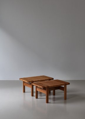 Benches in Oak and Rattan Cane attributed to Børge Mogensen for Fredericia, Denmark, 1967, Set of 2-WRF-1754799