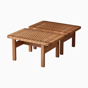 Benches in Oak and Rattan Cane attributed to Børge Mogensen for Fredericia, Denmark, 1967, Set of 2-WRF-1754799