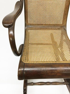 Bended Beechwood Rocking Chair With Rattan Seat, 1900s-UCH-1224686