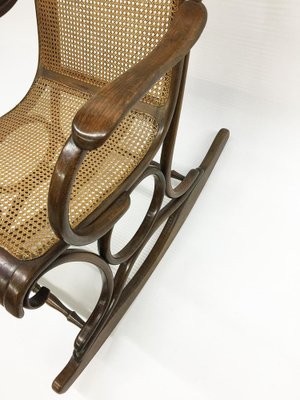 Bended Beechwood Rocking Chair With Rattan Seat, 1900s-UCH-1224686