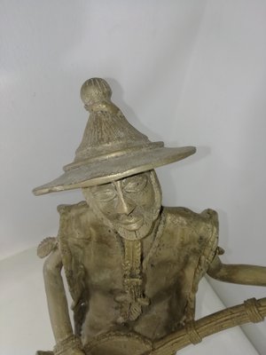 Beninese Brass Sculpture with Musician, 1950s-HNE-1768730