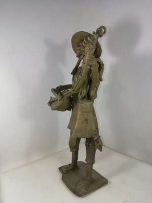 Beninese Brass Sculpture with Musician, 1950s-HNE-1768730