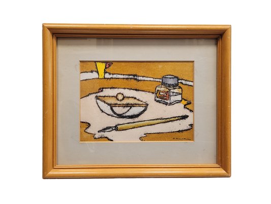 Benito Mauleón, Still Life of a Notary's Office, Engraving, 20th Century, Framed-NUC-1822610