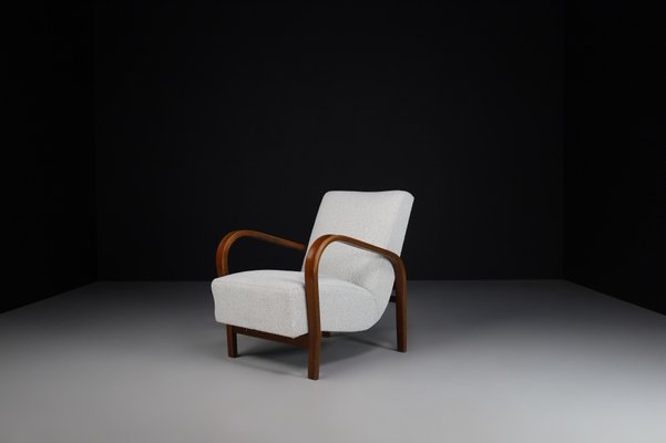 Bentwood and Bouclé Armchairs by Karel Koželka & Antonín Kropáček, 1940s, Set of 2-TRW-1797077