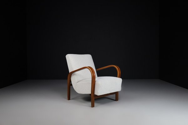 Bentwood and Bouclé Armchairs by Karel Koželka & Antonín Kropáček, 1940s, Set of 2-TRW-1797077