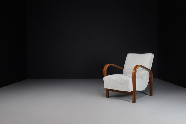 Bentwood and Bouclé Armchairs by Karel Koželka & Antonín Kropáček, 1940s, Set of 2-TRW-1797077