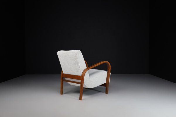 Bentwood and Bouclé Armchairs by Karel Koželka & Antonín Kropáček, 1940s, Set of 2-TRW-1797077