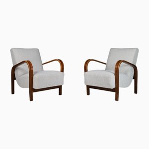 Bentwood and Bouclé Armchairs by Karel Koželka & Antonín Kropáček, 1940s, Set of 2-TRW-1797077