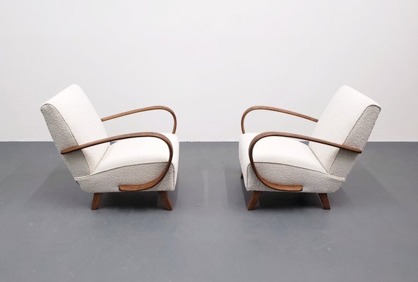 Bentwood Armchair in Ivory Premium Boucle by Jindrich Halabala, 1930-MTQ-2021932