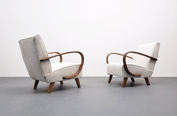 Bentwood Armchair in Ivory Premium Boucle by Jindrich Halabala, 1930-MTQ-2021932