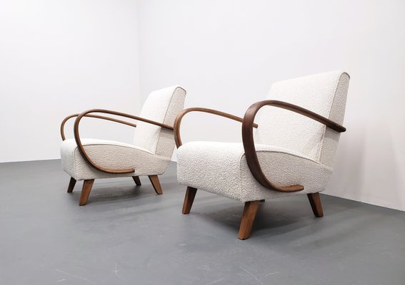 Bentwood Armchair in Ivory Premium Boucle by Jindrich Halabala, 1930-MTQ-2021932