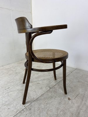 Bentwood Desk Chair with Rattan Seat by Thonet for Ligna, 1900s-DE-1062314