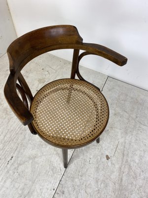 Bentwood Desk Chair with Rattan Seat by Thonet for Ligna, 1900s-DE-1062314