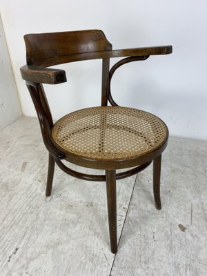 Bentwood Desk Chair with Rattan Seat by Thonet for Ligna, 1900s-DE-1062314