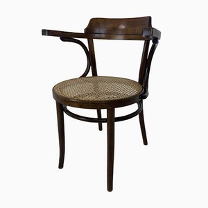 Bentwood Desk Chair with Rattan Seat by Thonet for Ligna, 1900s-DE-1062314