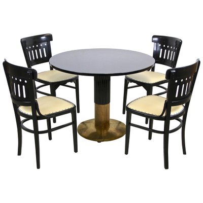 Bentwood Dining Table and Chairs by Otto Wagner for Thonet, Austria, 1910s, Set of 5-TQA-1322360