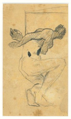 Beppe Guzzi, Nude with Crossed Arms, Drawing in Pencil, 1940s-ZCI-1760528