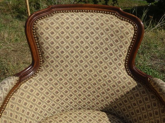 Bergere Armchairs in Walnut and Fabrics, 1940s, Set of 2-ABK-2032010