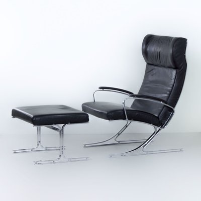 Berlin Lounge Chair with Footstool by Meinhard Gerkan for Walter Knoll, 1970s, Set of 2-ZT-1297600