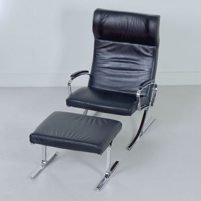 Berlin Lounge Chair with Footstool by Meinhard Gerkan for Walter Knoll, 1970s, Set of 2-ZT-1297600