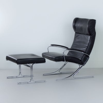 Berlin Lounge Chair with Footstool by Meinhard Gerkan for Walter Knoll, 1970s, Set of 2-ZT-1297600