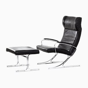 Berlin Lounge Chair with Footstool by Meinhard Gerkan for Walter Knoll, 1970s, Set of 2-ZT-1297600