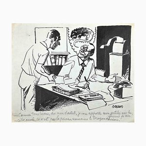 Bernard Bécan, The Boss, Original China Ink, Mid 20th-Century-ZCI-1297894