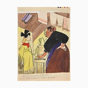 Bernard Bécan, The Conversation of Two Women, Original Drawing, 1920s-ZCI-1297883