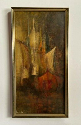 Bernardo, Abstract Composition, 1950, Oil on Cardboard-QKG-1330365