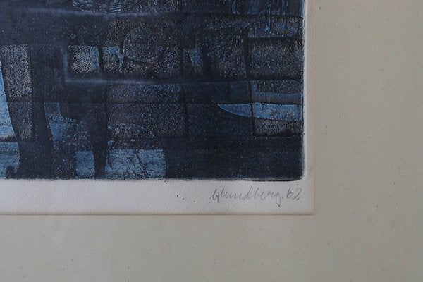 Bertil Lundberg, Komposition, Etching, 1962, Framed-ZAA-1742181