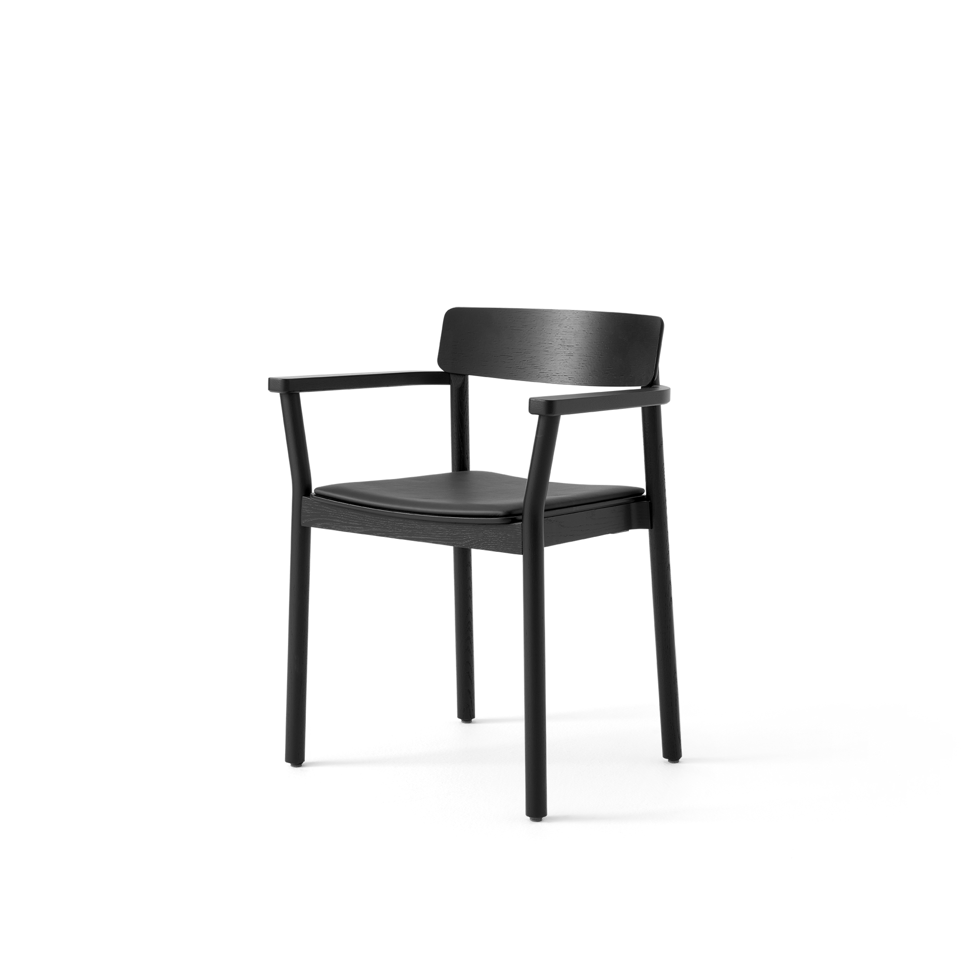 Betty TK11 Dining Chair With Armrests by &tradition #Black leather / Black ash