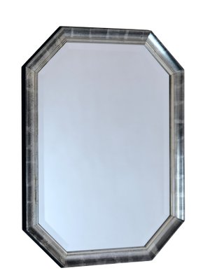 Beveled Wall Mirror with Silver and Black Frame, 1990s-CXC-1761832