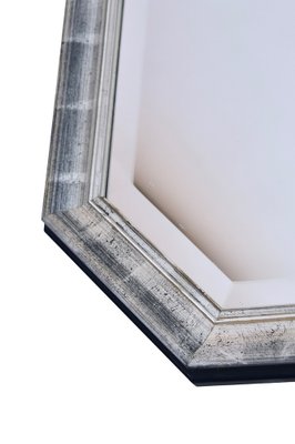 Beveled Wall Mirror with Silver and Black Frame, 1990s-CXC-1761832