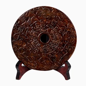 Bi Disc Sculpture in Brown Jade, Early 20th Century-UQL-1789776