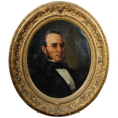 Biedermeier Artist, Gentleman's Portrait, 19th Century, Oval Oil on Canvas, Framed-FLW-1402250