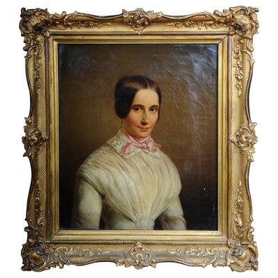 Biedermeier Artist, Woman's Portrait, 1840, Oil on Canvas, Framed-FLW-1402172