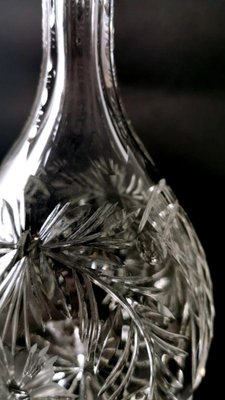 Biedermeier Bohemian Hand-Cut and Ground Crystal Liquor Bottle, 1910s-QRS-1821816